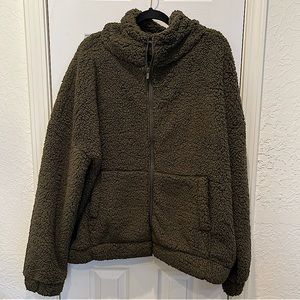 Zenana Sherpa Jacket Olive 2XL NWOT